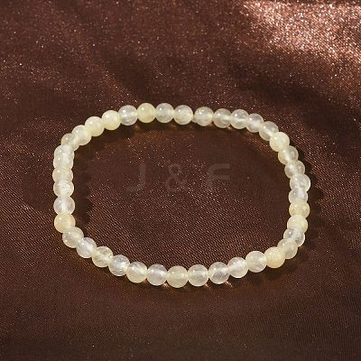 Natural Golden Silk Jade Round Beaded Stretch Bracelets for Women BJEW-F535-01A-1
