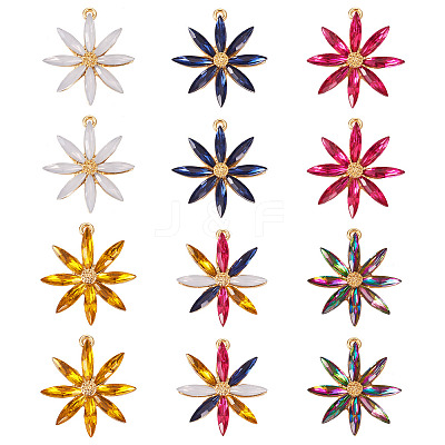 24Pcs 6 Colors Acrylic Rhinestone Pendants FIND-TA0002-79-1