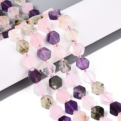 3 Styles Natural Rose Quartz & Prehnite & Amethyst Beads Strands G-P534-A25-01-1