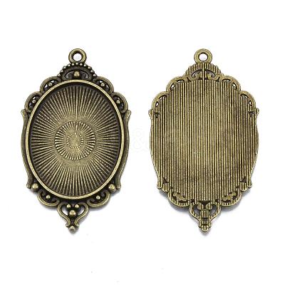 Tibetan Style Alloy Pendant Cabochon Settings X-TIBEP-R304-016AB-LF-1