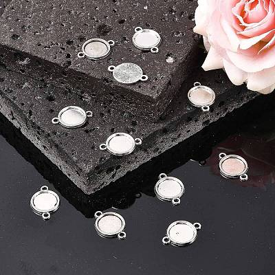 Tibetan Style Alloy Cabochon Connector Settings TIBE-M022-10AS-1