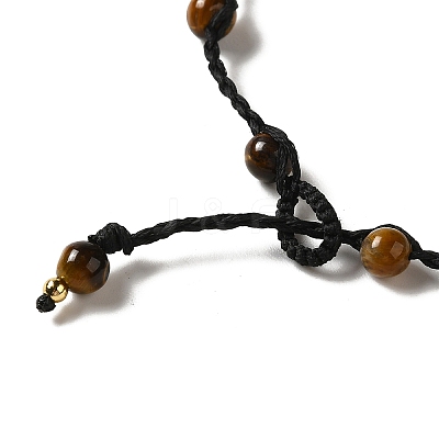 Natural Tiger Eye Braided Bead Necklacess NJEW-K258-06A-1