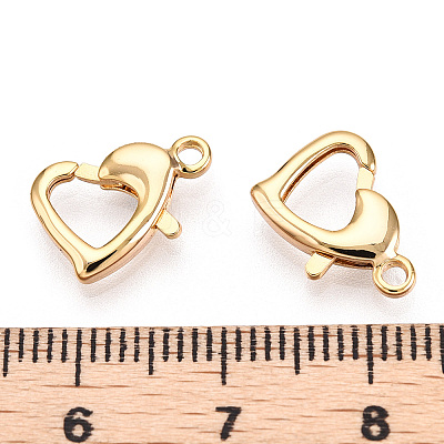 Brass Heart Lobster Claw Clasps KK-N254-16G-1
