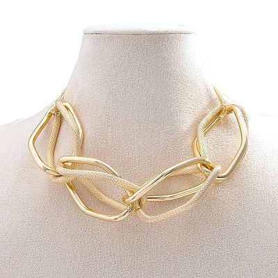 Alloy Exaggerated Oval Link Chain Choker Necklaces for Women FS-WGFD8E5-01-1