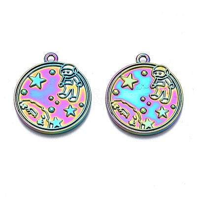 Rack Plating Rainbow Color Alloy Pendants PALLOY-S180-299-1