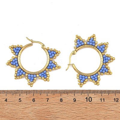 Glass Beaded Hoop Earrings EJEW-MZ00750-01-1