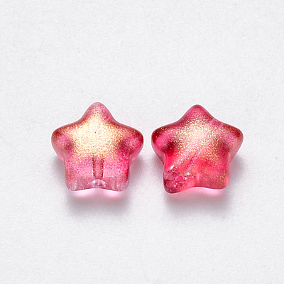 Spray Painted Glass Beads GLAA-R211-04-D04-1