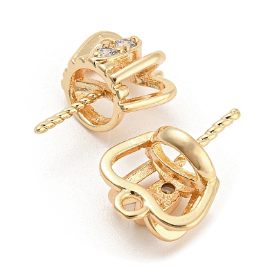 Brass Micro Cubic Zirconia Cup Peg Bails KK-Q789-22G-1