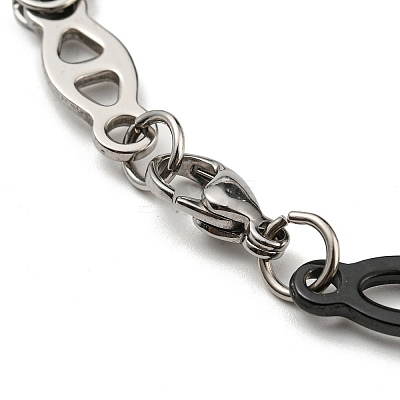 Two Tone 201 Stainless Steel Oval Link Chain Bracelet BJEW-B078-01BP-1
