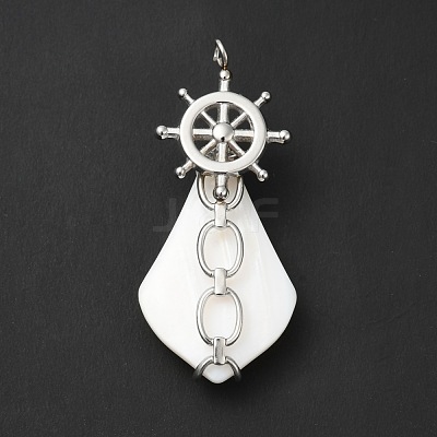 Natural White Shell Pendants SSHEL-G025-03P-1
