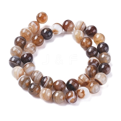 Natural Striped Agate/Banded Agate Beads Strands G-G582-10mm-55-1