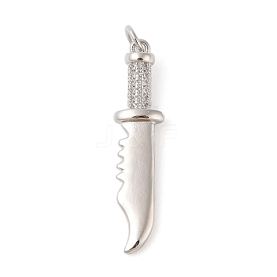 Brass Micro Pave Clear Cubic Zirconia Pendants ZIRC-C010-01P-1