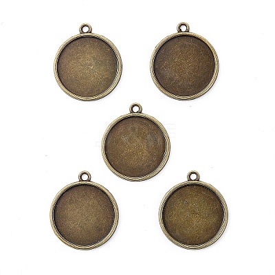 Flat Round Alloy Pendant Cabochon Settings LS-PALLOY-N0088-37AB-NF-1