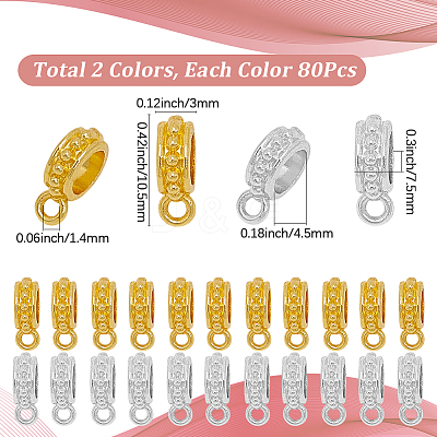 160Pcs 2 Colors Alloy Tube Bails FIND-SP0004-48-1