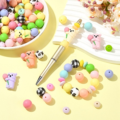 112Pcs 26 Styles Silicone Beads SIL-YW0002-37-1