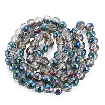 Electroplate Transparent Glass Beads Strands EGLA-T008-23-A01-1