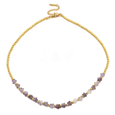 Natural Amethyst Beaded Necklaces NJEW-P311-04D-G-1