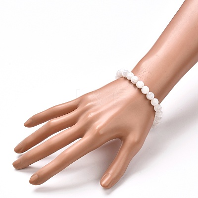 Natural Selenite Beads Stretch Bracelets BJEW-JB06620-02-1
