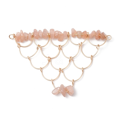 Natural Moonstone Chip Copper Wire Wrapped Connector Charms PALLOY-JF03030-03-1