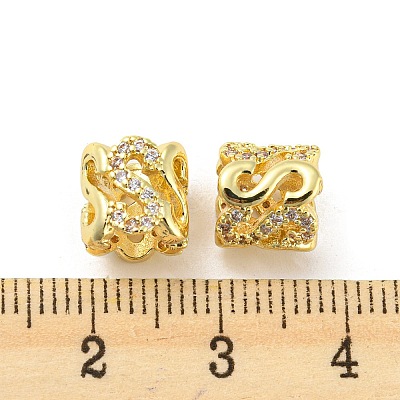 Brass Micro Pave Cubic Zirconia European Beads KK-H452-10G-1