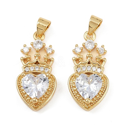 Brass Micro Pave Clear Cubic Zirconia Pendants KK-C109-03G-1