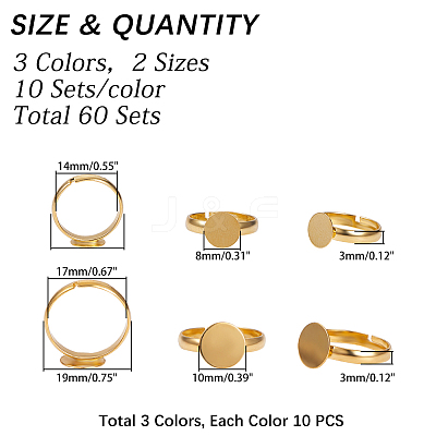 Adjustable Brass Ring Components KK-PH0035-85-1