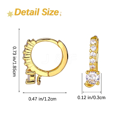 10Pcs Brass Micro Pave Clear Cubic Zirconia Hoop Earring Findings ZIRC-SZ0005-14-1