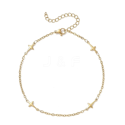 304 Stainless Steel Cross Link Anklets AJEW-AN00722-02-1