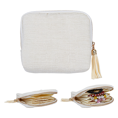 Cloth Jewelry Storage Zipper Bags with Tassel for Earrings Rings Bracelets Necklaces AJEW-WH0596-664A-1