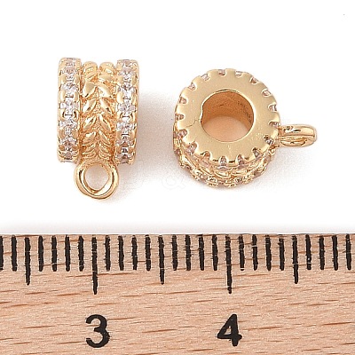 Brass Pave Clear Cubic Zirconia Beads KK-N256-08G-C-1
