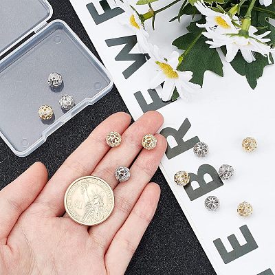 12Pcs 2 Colors Rack Plating Brass Micro Pave Clear Cubic Zirconia Beads ZIRC-NB0001-84-1