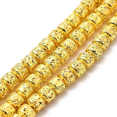 Electroplated Natural Lava Rock Beads Strands G-G984-10-1