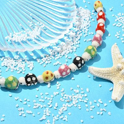 10Pcs 5 Colors Handmade Printed Porcelain Beads PORC-CJ0001-21-1