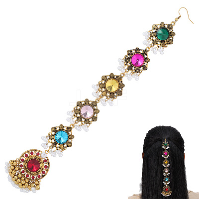 Retro Flower Alloy & Glass & ABS Plastic Hair Accessories EJEW-WH20018-02B-1