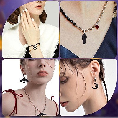 36Pcs 6 Style Halloween Theme Alloy Enamel Pendants FIND-SC0004-37-1