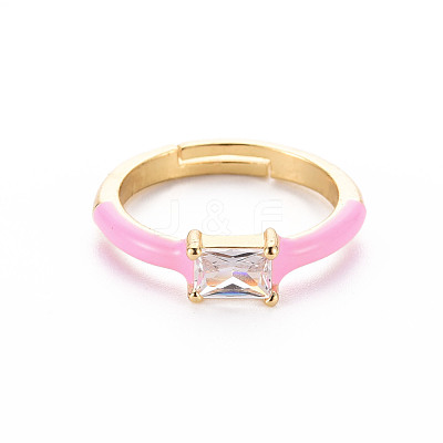 Brass Enamel Cuff Rings RJEW-T016-23G-NF-1
