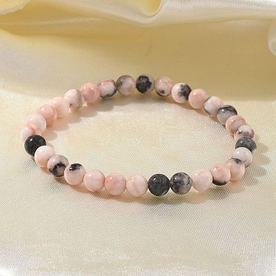 Natural Zebra Jasper Bead Stretch Bracelets X-BJEW-K212-A-035-1