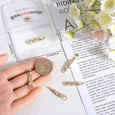6Pcs Brass Fold Over Clasps ZIRC-BBC0002-70G-1