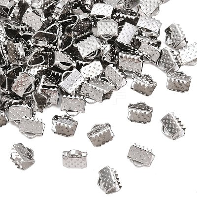 Non-Tarnish 304 Stainless Steel Ribbon Crimp Ends X-STAS-S047-056-1