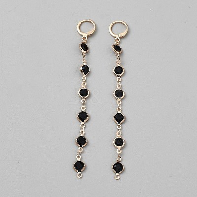 Alloy Flat Round Tassel Leverback Earrings EJEW-WH0020-36B-1