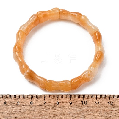 Bamboo Natural Topaz Jade Beads Stretch Bracelets for Women Men BJEW-K272-01Q-1