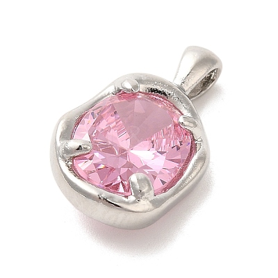 Platinum Brass Micro Pave Cubic Zirconia Pendants KK-U031-02P-03-1