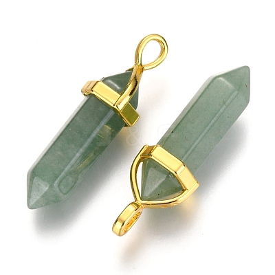 Natural Green Aventurine Double Terminated Pointed Pendants G-G902-B16-1