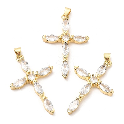 Rack Plating Brass Micro Pave Cubic Zirconia Pendants KK-A185-36G-1