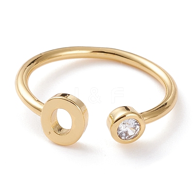 Brass Micro Pave Clear Cubic Zirconia Cuff Rings RJEW-Z005-O-G-1