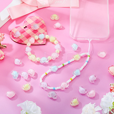 100Pcs 5 Colors Transparent Acrylic Beads TACR-TA0001-73-1