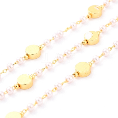 3.28 Feet Handmade CCB Plastic Imitation Pearl Beaded Chains X-CHC-I038-23G-1