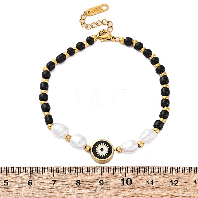 304 Stainless Steel Beaded Bracelets for Women BJEW-Z099-01G-1