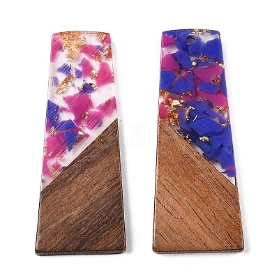 Opaque Resin & Walnut Wood Pendants RESI-T058-04F-1