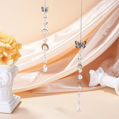 2Pcs Glass Teardrop Window Hanging Suncatchers HJEW-TADJ0019-1